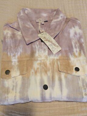 NWT Mystree Tie Dye Distressed Raw Hem Jacket